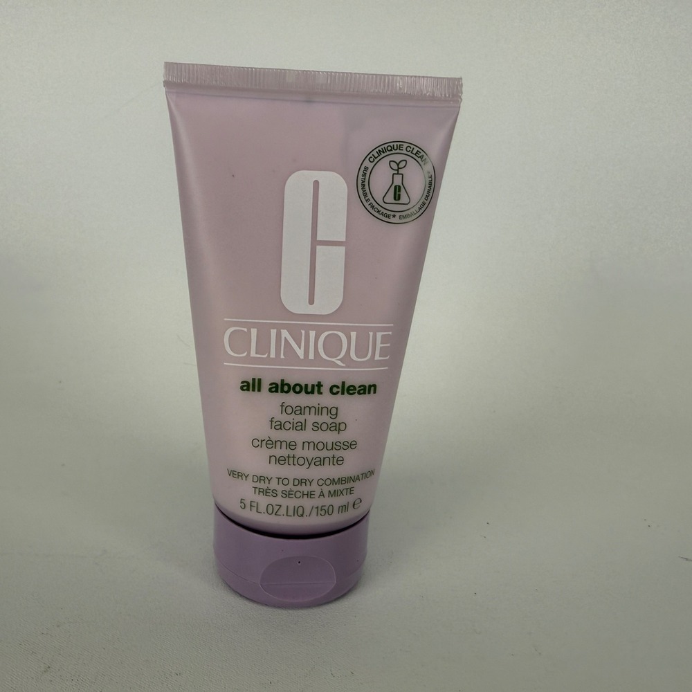 Clinique All About Clean Foaming Facial Soap Dry Combination Skin 5 Oz/150ml NEW